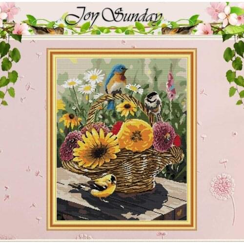 Bird And Flower Basket Pattern Counted 11CT 14CT Cross Stitch Set DIY Chinese Cross-stitch Kit Embroidery Needlework home decor