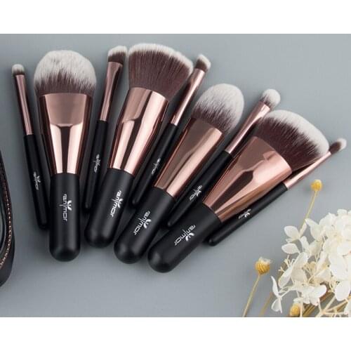 Anmor 9Pcs Travelling Soft Hair Makeup Brushes Set Kit Portable Kabuki Brush For Make up Professional Cosmetic pincel maquiagem