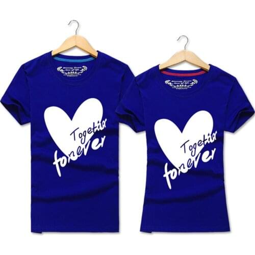 2019 New Fahison Couple T Shirt Heart Print Love Tops for Lovers Summer Men and Women Valentines Tops Tees