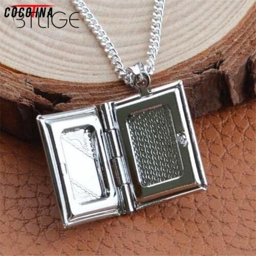 Unisex Men Women Necklace Jewelry Openable Wish Box Pendant Book Pendant Necklace