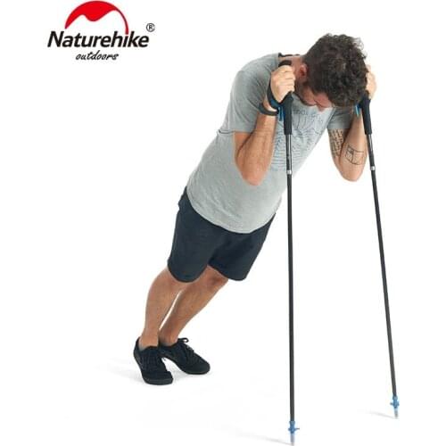Naturehike 110cm 120cm 130cm collapsible carbon fiber trail running pole lightweight folding compact trekking walking stick