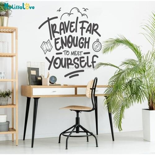 Travel Far Enough To Meet Yourself Quote Wall Sticker Adventure Motivational Stickers Decal Home Decor BA835