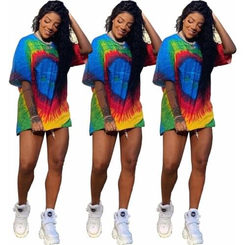 Multicolor Street Fashion Womens Trend Clothing Versatile with Overalls and Shorts Daily Wear with Street Clothing T-shirt