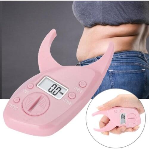 Pink Body Fat Monitors Portable Digital Skinfold Measurement Tester Measuring Caliper