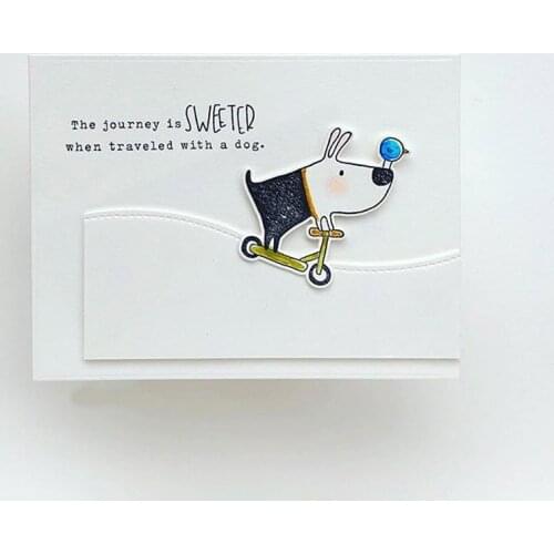 "Enjoy The Journey" Dogs Cutting Dies & Coordinating Stamp For Scrapbooking Craft Embossing Stencil Die Cut Card Making
