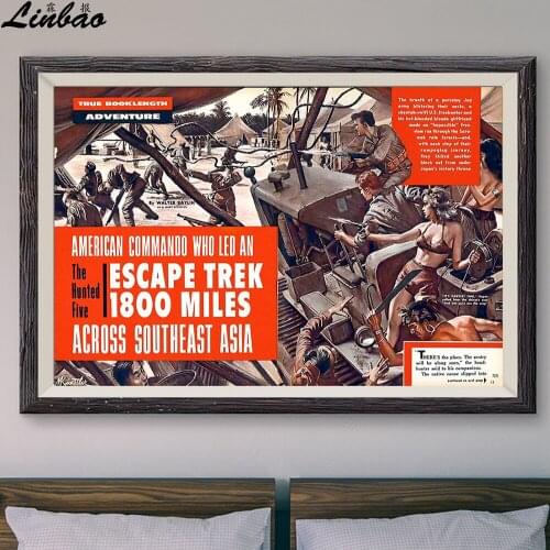 V357 1963 blonde commando escape canoe!! Vintage Classic Movie Print Silk Poster Home Deco Wall Art Gift