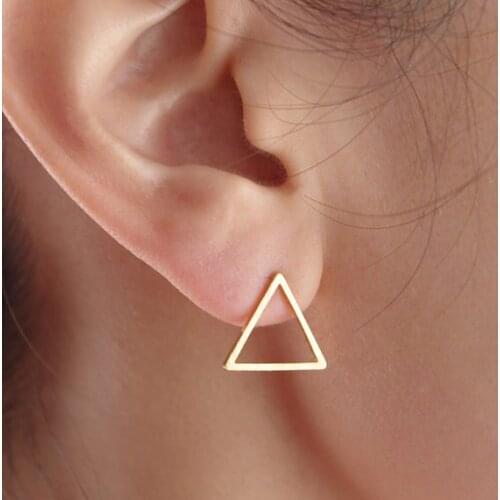Oly2u Minimalist Punk Metal Geometric Triangle Stud Earrings for Women Girls Party Earing Jewelry New Year Accessories Wholesale