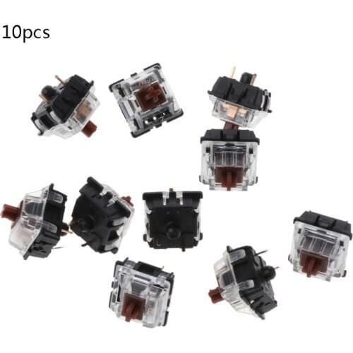 10Pcs/set Mechanical Keyboard Gateron MX 3Pin Brown Switch Transparent Case for Cherry MX Mechanical Keyboard