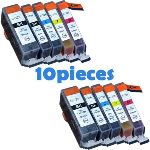 10pcs PGI725 CLI726 ink cartridges For canon PGI 725 CLI 726 IP4870 IP4970 IX6560 MG5170 MG5270 MG5370 MG6170 MG6270 printers