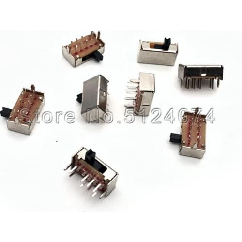 100pcs/lot Toggle switch SK23D07VG4 double row 3-gear horizontal handle 4mm high 8 pin three-gear switch