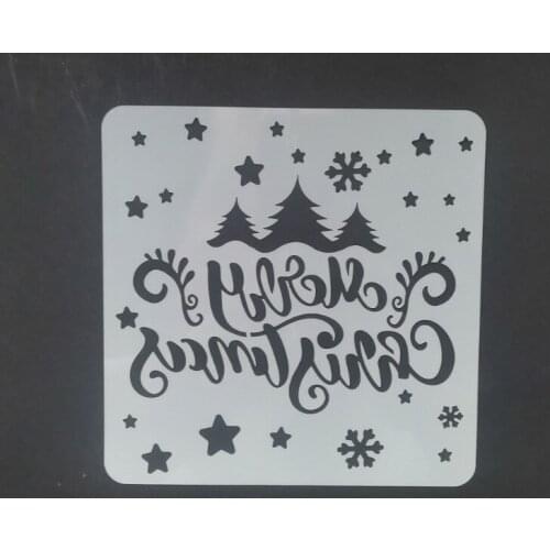 13*13 Merry Christmas Layering Stencils for Diy scrapbook/photo album Decorative Embossing coloring,painting stencil,home decor