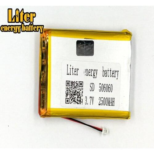 1.0MM 2pin connector 3.7 V 506060 2500mah Li-ion polymer battery e-books GPS PDA Recreational machines Li-po battery