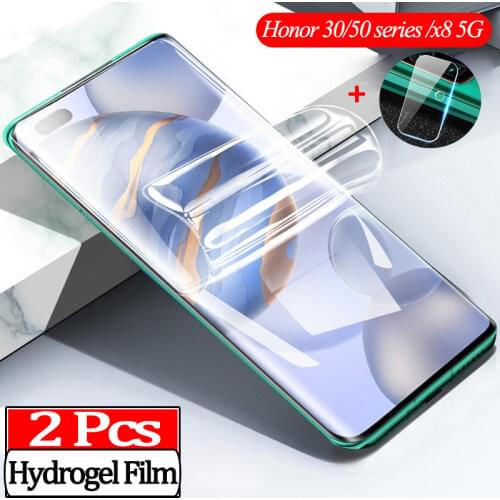 2 pcs hydrogel film+camera glass for honor 30s soft clear screen protector honor 30 pro + huawei 30pro plus hidrogel honor 30 s