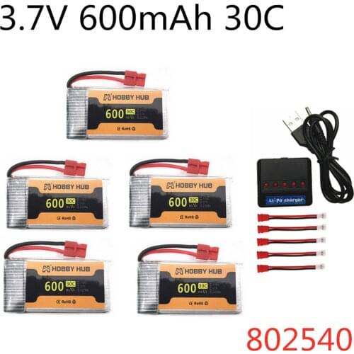 3.7V Lipo 600mAh 30C 802540 Lipo Battery For SYMA X5HW X5HC X5UC X5UW Quadcopter Battery XH4.0 Plug and Charger Set