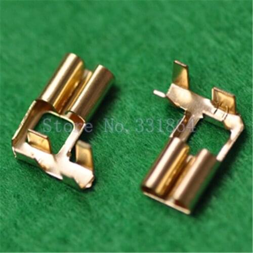 500pcs 6.3MM flag copper plug spring terminal terminal 90 degrees bending pressure line type rectangular crimp terminal