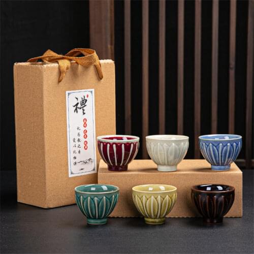 6pcs Drinkware Bue and White Chinese Porcelain Tea Bowl for puer Teacup Tea Set Ceramic Atique Glaze Kung Fu Tea Master Cup