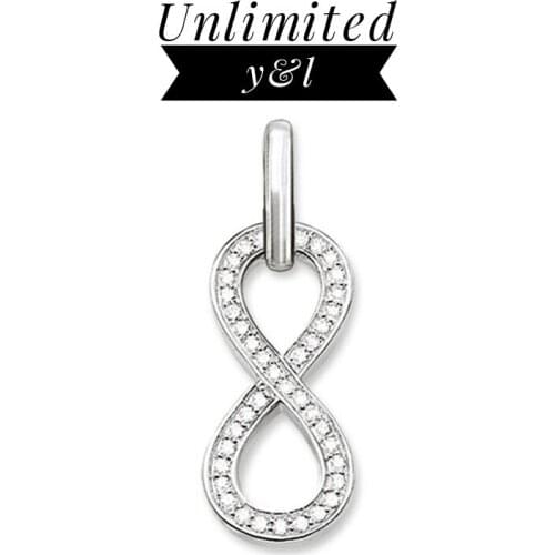 8 Shape Infinity Eternal Love Pendants White Cubic Zirconia Silver Fashion Jewelry Accessories Fit Link Chain Necklace Women Men