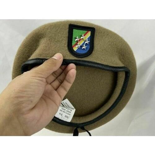 Us Army Ranger Regiment Wool Beret Khaki Officer 5Star General Rank Hat Military Store