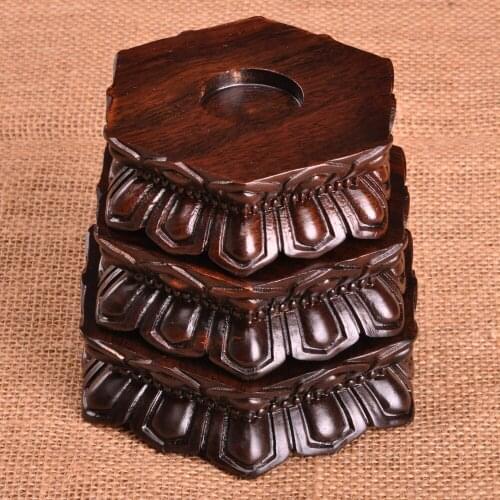 Zi dark mahogany wood craft ornaments Guanyin Buddha lotus pedestal vase crystal ball Trench base factory outlets