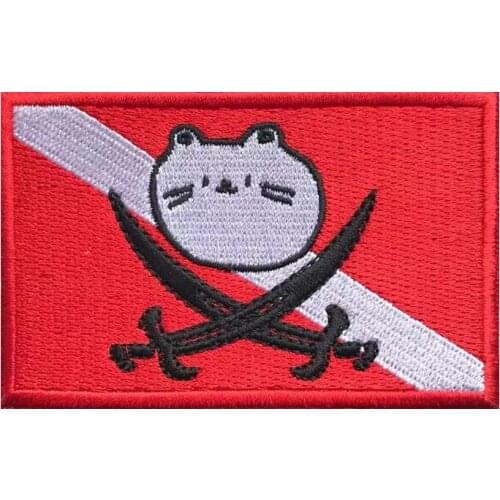 Diving Pirate Cat Embroidery Patches Mysterious Red Always Be Nice To A Diver Tactical Badges For Clothes Vest Hat Bag Stickers