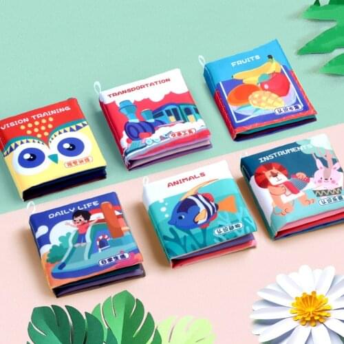 Baby Toy Cloth Book 6 / 8 Books Set Bilingual Cloth Book Early Educational Kid Learning Toys Soft Safety Children