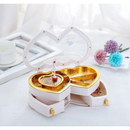 Double Heart Dancing Girl Music Box Creative Music Jewelry Box Music Box Girl Gift
