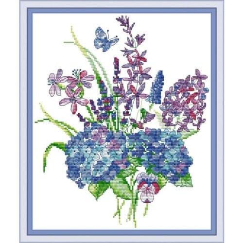 Hydrangea 8 cross stitch kit aida 14ct 11ct count printed canvas stitches embroidery DIY handmade needlework