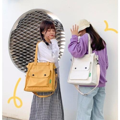 Women Canvas Handbag Large Capacity Student Bag Reusable Shoulder Bags Casual Crossbody Bag Ladies Totes Female Bolsas