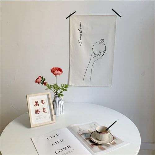 Ins Cloth Flower Wall Hanging Korea Vintage Hand-drawn Tapestry Home Wall Decor Kitchen Placemats Napkin Table Decor 35*55cm