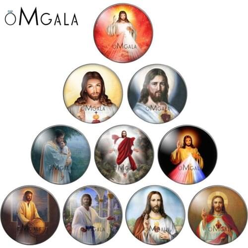 Jesus God Art Paintings 10pcs 10mm/12mm/14mm/16mm/18mm/20mm/25mm Round photo glass cabochon demo flat back Making findings