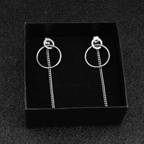 KPOP DNA V Kim Tae Hyung Titanium Tassel Earrings Korean Jewelry E56A