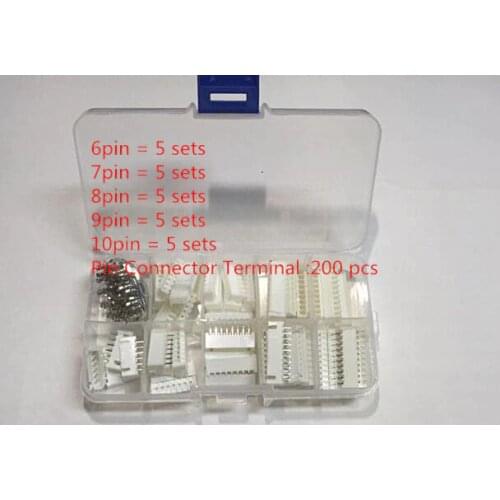 25 sets Kit in box 6p 7p 8p 9p 10 pin 2.54mm Pitch Terminal / Housing / Pin Header Connector Wire Connectors Adaptor XH Kits