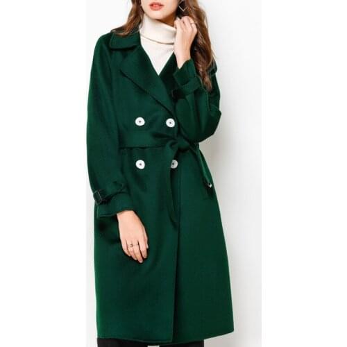 2019 autumn and winter new water ripple double-sided cashmere coat womens mid-length high-end hand-made fur coat hair