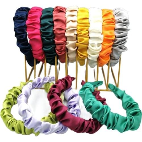 Fashion Hair Accessories Women Solid Color Satin Plastic Headband Girls Scrunchies Hairhoop