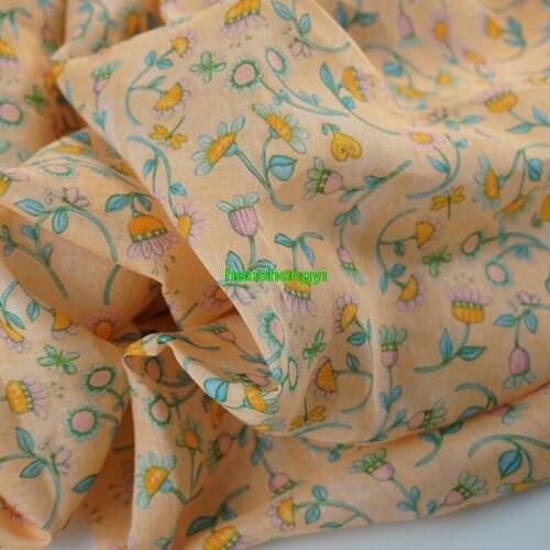 Original designer ramie floral print pastoral style dress cheongsam apparel fabric