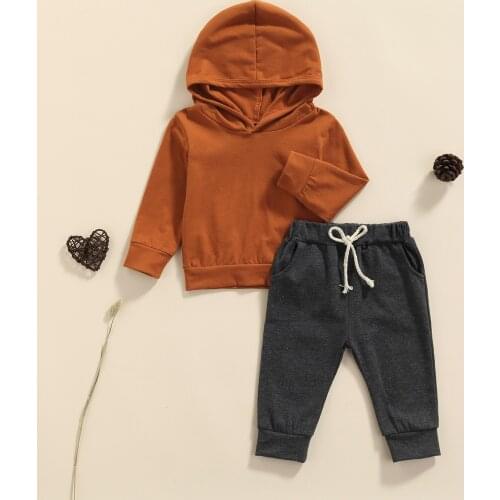 2Pcs Baby Boys Casual Autumn Outfit Long Sleeve Hoodie Tops Pants Casual Loose Toddler Baby Clothes Sets 0-4Y