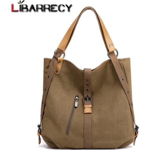 Casual Backpack for Women Designer Belt Buckle School Bag Teenagers Girls Canvas Backpacks Multifunction Anti-theft Travel Bags