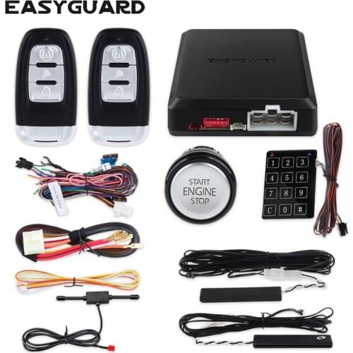 EASYGUARD PKE passive keyless entry car alarm system smart key touch password entry push button start stop remote engine start