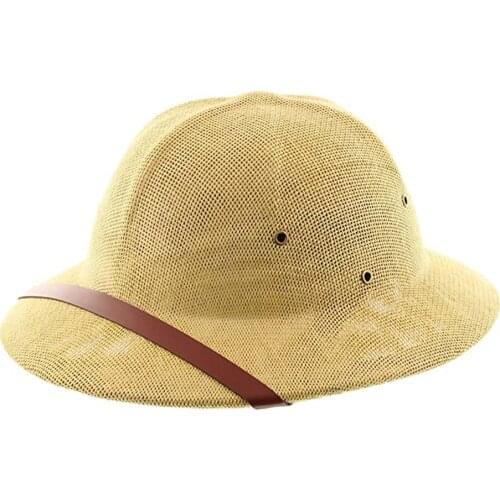 2 Size Summer Child Straw Sun Hat Helmet Pith Hat Boy Girl Vietnam War Army Hat Parent Beach Hat Dome Safari Jungle Miners Cap