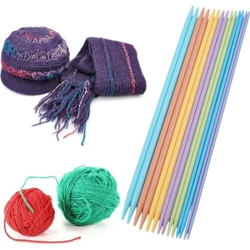 14pcs Plastic Knitting Needles Crochet Hooks Double Pointed Sweater Needle Knitting Kit Hand Craft Needlework Tools
