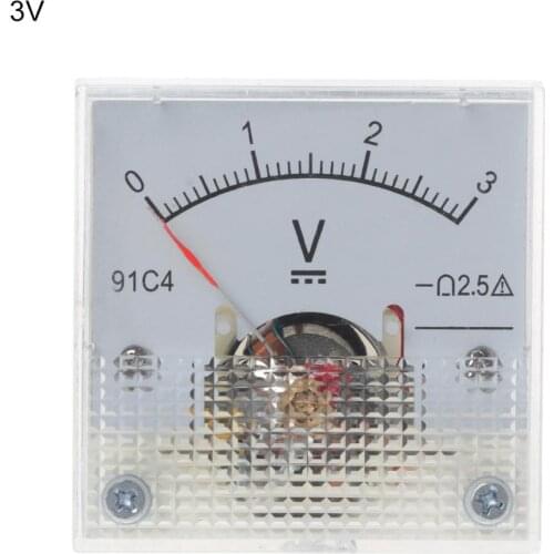 91C4 DC Voltmeter Analog Panel Voltage Meter Mechanical Pointer Type 3/5/10/15/20/30/50/100/150/250V