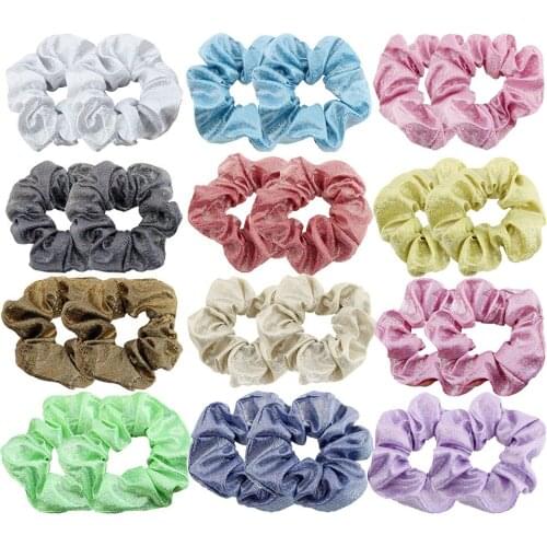 24 Pcs Women Scrunchie Pack Headwear Girls Elastic Hair Bands Korean Scrunchies Metallic Cute Hair Accessories 2020 VERVAE