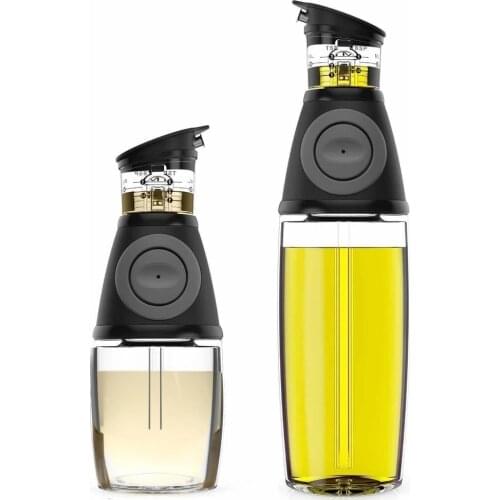 2pcs 250/500ml Olive Oil Dispenser Bottle Set Oil Vinegar Cruet Utensils Oil Measuring Pressing Type Measuring Oil Pot Adjusted