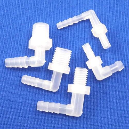 NuoNuoWell 5pcs/lot G1/8~3/8 To 3.9-11.1mm PP Pagoda Elbow Connectors Aquarium Fish Tank Fittings Air Pump Aerator Hose Joints