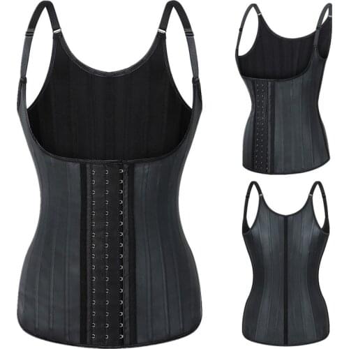 25 Bone Smooth Latex Zipper Vest Steel Bone Adjustable Thin Shoulder Strap Rubber Corset Latexcorset Rubber