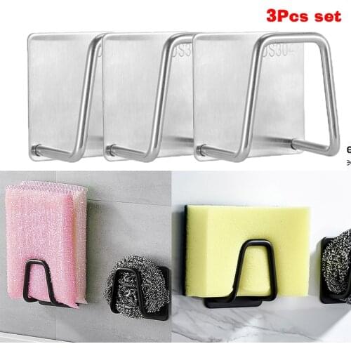 3 piece Kitchen Wire Wire Ball Rag Organizer Holder Sink Sponge Rack Drain Storage Shelf Stainless Steel Bathroom Storage