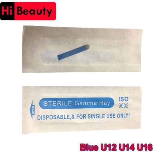 50pcs/lot Disposable Blue Permanent U12 U14 U16 Manual Eyebrow Tattoo Needles Blade For 3D Embroidery Microblading Tattoo Pen