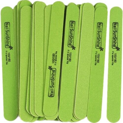 50pcs Disposable Wooden Nail File 100/150 Straight Strong Stick File Cuticle Remover Callus GreenNail Art Styling Tools