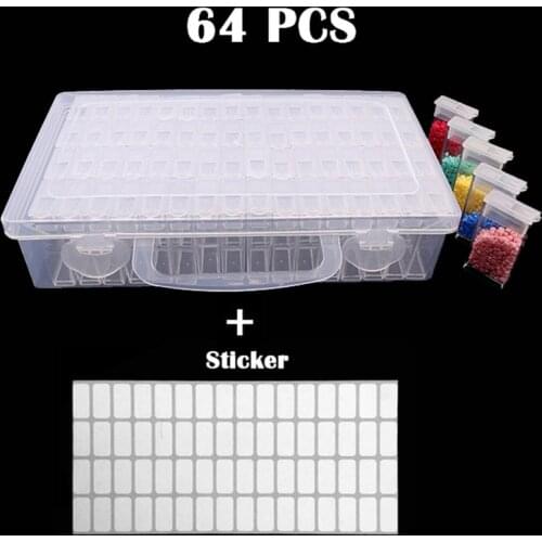 64pcs Diamond Painting Tools Accessories Beads Container Rhinestone Diamond Embroidery Stone Storage Convenience Box