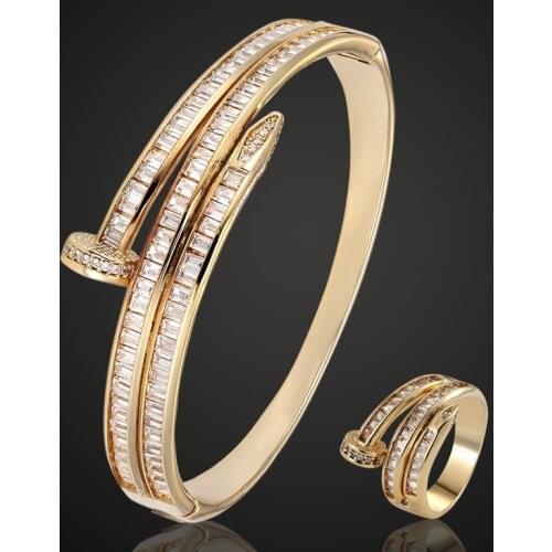 Brand Cubic Zircon bangle For Women Party Anniversary Jewelry Copper Men Bangle Pulseira Womens Gold-color Bangle & Braceletes